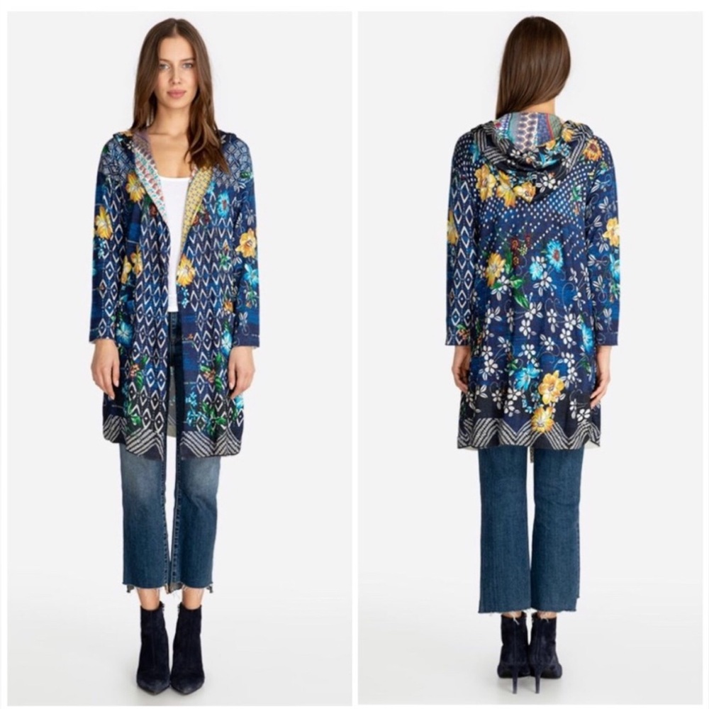 Johnny Was Ciaga Floral Boho Cardigan Duster Cashmere blend Size 8